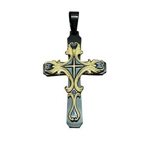 Spicy Ice Stainless Steel Cross Pendant Crucifix Black Gold Tone Spicyice 2.5"